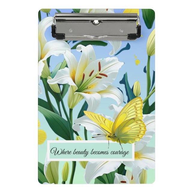 Mini Clip Board Gelbe Butterfly Weiße Liege Klemmbrett (Vorderseite)