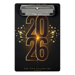 Mini-Clip Happy New Year 2026  Mini Klemmbrett