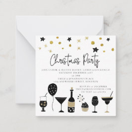 MINI | Cocktails Gold Black Christmas Party Einlad Mitteilungskarte