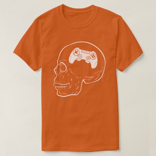 Mini Controller Skull Gaming Gamer Mens Boys Teens T-Shirt (Design vorne)