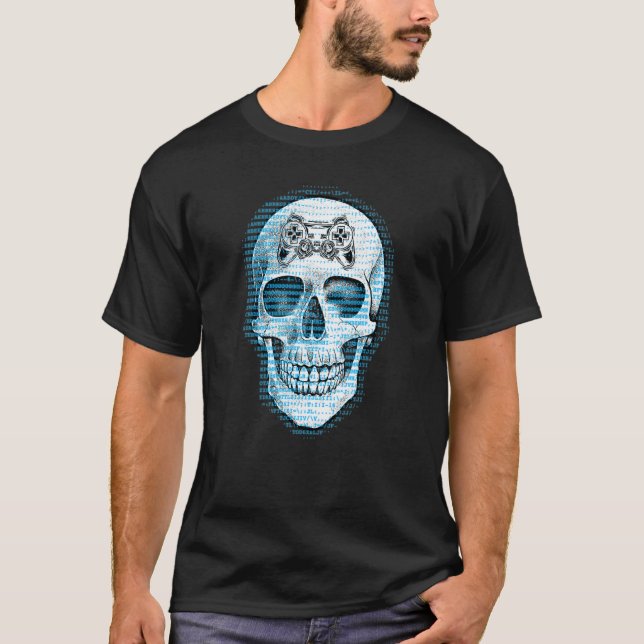 Mini Controller Skull Gaming Gamer Ske T-Shirt (Vorderseite)