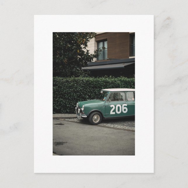 Mini Cooper grüne Postkarte Nummer 10 (Vorderseite)