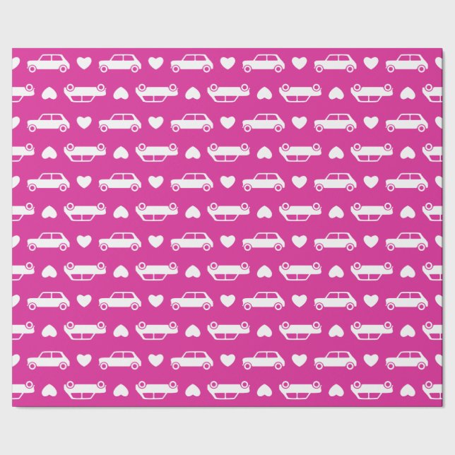 Mini Cooper-Herzen - helles rosa Packpapier (Saum)
