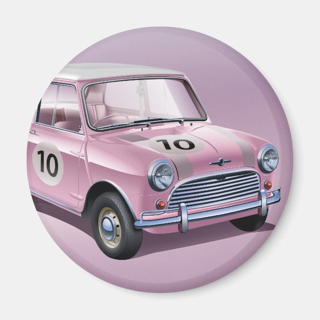 Mini Cooper S1 pink Magnet (Vorne)