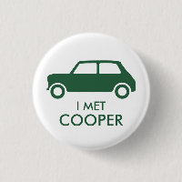 Mini Cooper Trading Button - Green on White