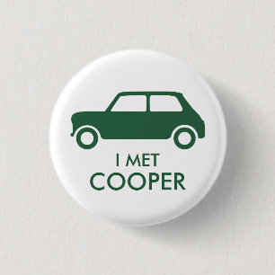 Mini Cooper Trading Button - Grün auf Weiß