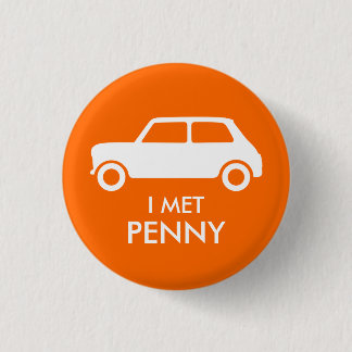 Mini Cooper Trading Button - Weiß auf Orange