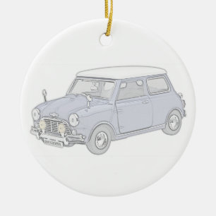Mini Cooper Vintag-farbig Keramikornament
