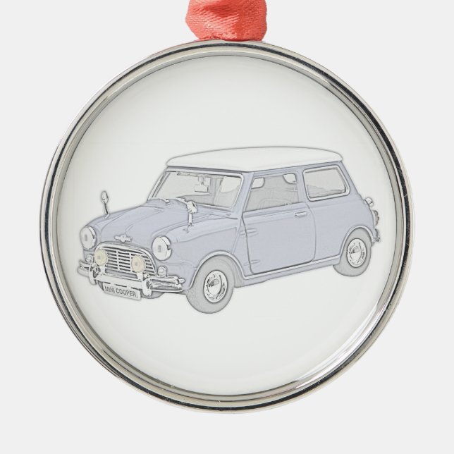 Mini Cooper Vintag-farbig Ornament Aus Metall (Vorne)