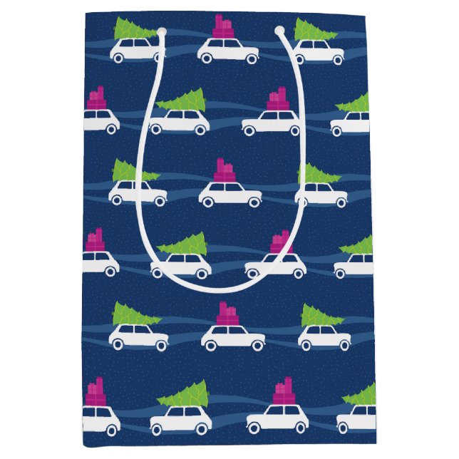 Mini Cooper Weihnachtsverkehr Mittlere Geschenktüte (Vorderseite)