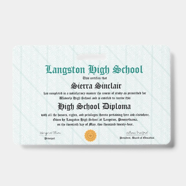 Mini-Diploma - Abzeichen in Packungsgröße Ausweis (Vorderseite)