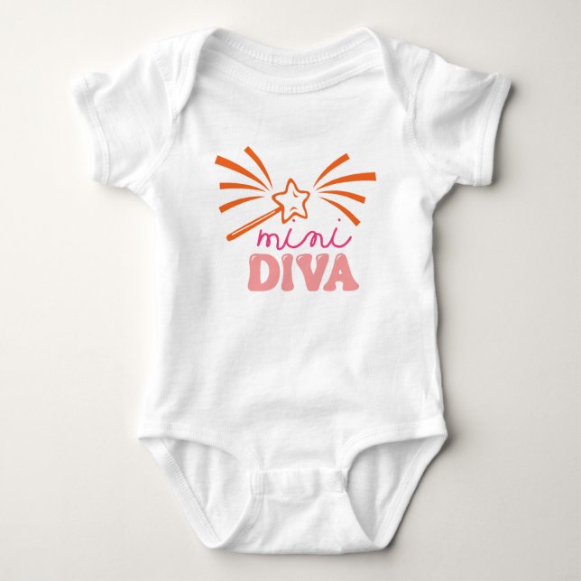 Mini Diva Niedlich Baby Girl Typografie Baby Strampler (Vorderseite)