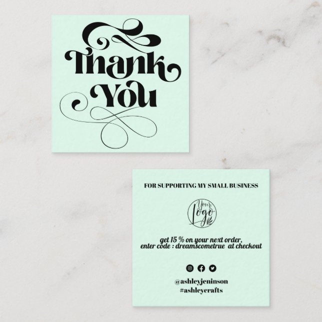 Mini einfache coole Retro-Skriptreihenfolge vielen Quadratische Visitenkarte (Vorne/Hinten)