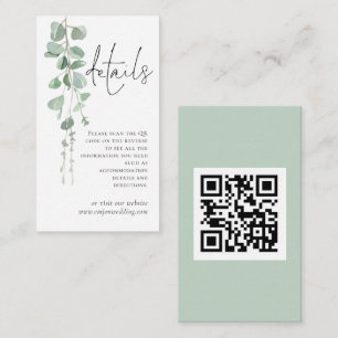 Mini Eucalyptus Script QR Code Angaben zum Hochzei Begleitkarte