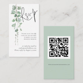 Mini Eucalyptus Script QR Code Wedding RSVP Begleitkarte
