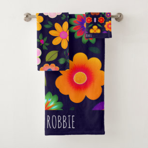 Mini Exotic Blume Blumenmuster Badhandtuch Set