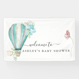 Mini Floral Hot Air Ballon Babydusche Banner