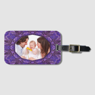 Mini Frame - Celtic Owls violett + Ihr Foto Gepäckanhänger