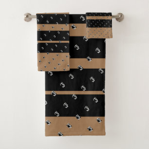 Mini Geo Black Brown Streifen Badhandtuch Set