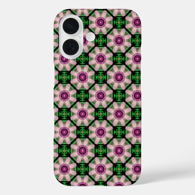 Mini-Geometrisch-Blume in Grün und Pink Case-Mate iPhone Hülle (Rückseite)