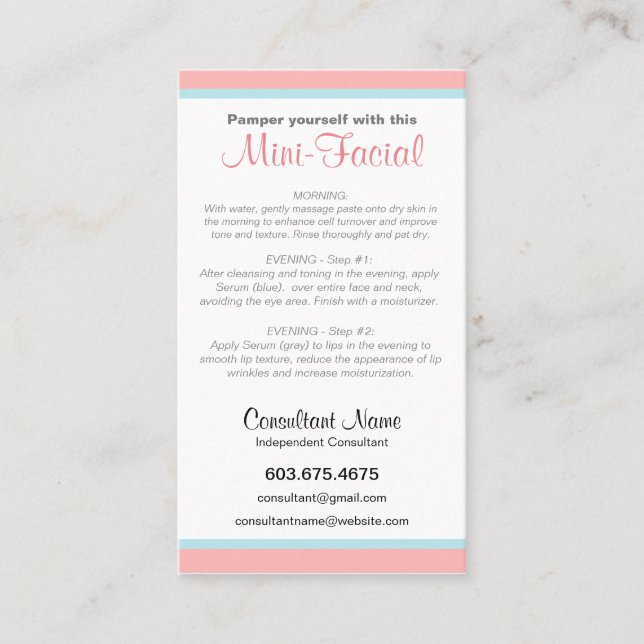 Mini-Gesichtsanweisungskarten Visitenkarte (Vorderseite)