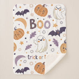 Mini Ghost & Pumpkin Sherpa-Decke – Kleine Größe Sherpadecke