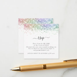 Mini Glam Rainbow Glitzer QR Code Wedding RSVP Begleitkarte