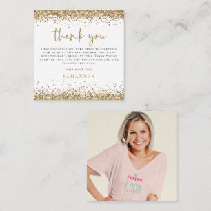 MINI Gold Glitzer Foto 40 Vielen Dank Mitteilungskarte