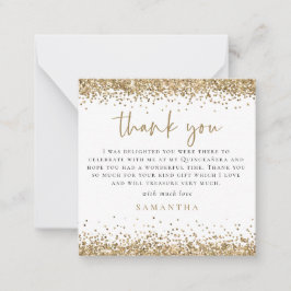 MINI Gold Glitzer Foto Quinceañera Vielen Dank Mitteilungskarte