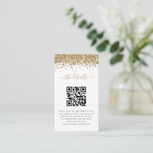 Mini Gold Glitzer QR Code Hochzeitdetails Begleitkarte