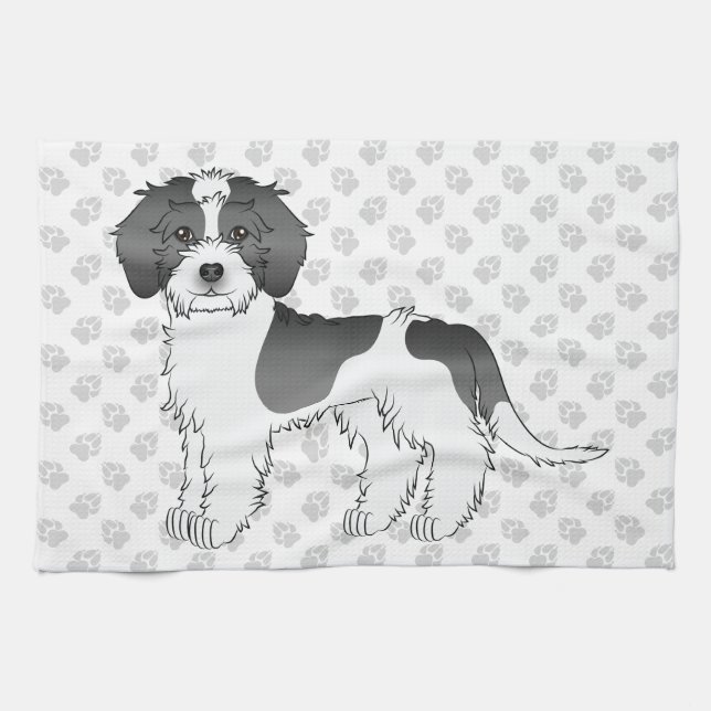 Mini Goldendoodle Dog & Paws Geschirrtuch (Horizontal)