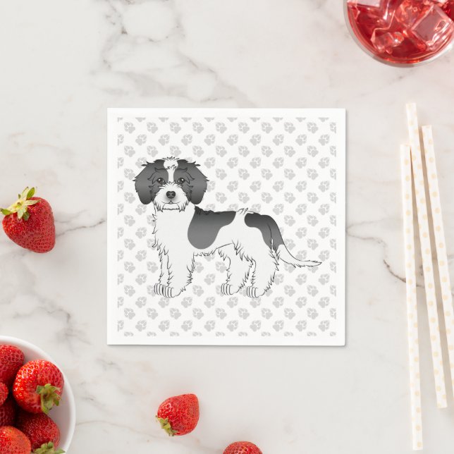 Mini Goldendoodle Dog & Paws Serviette (Beispiel)