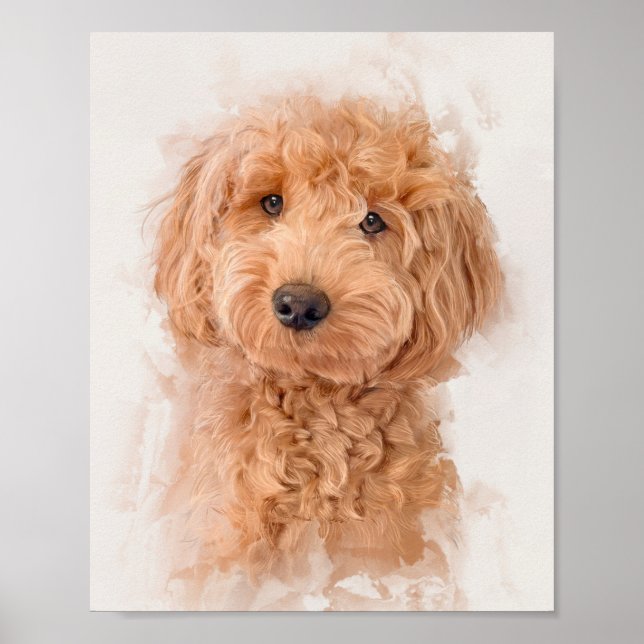Mini Goldendoodle Dog Portrait Poster (Vorne)