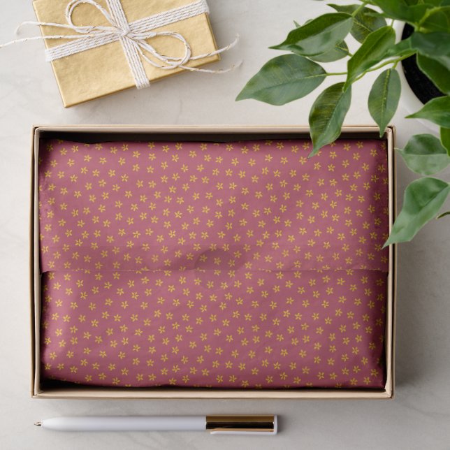 Mini goldene Sternblume Tissuepapier in Rot Seidenpapier (Geschenk)