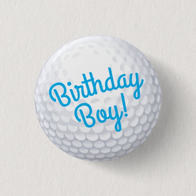 Mini Golf Balls Birthday Boy Party Kids Blue Button (Vorderseite)