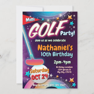 Mini Golf Birthday Einladung   Golf Party Card
