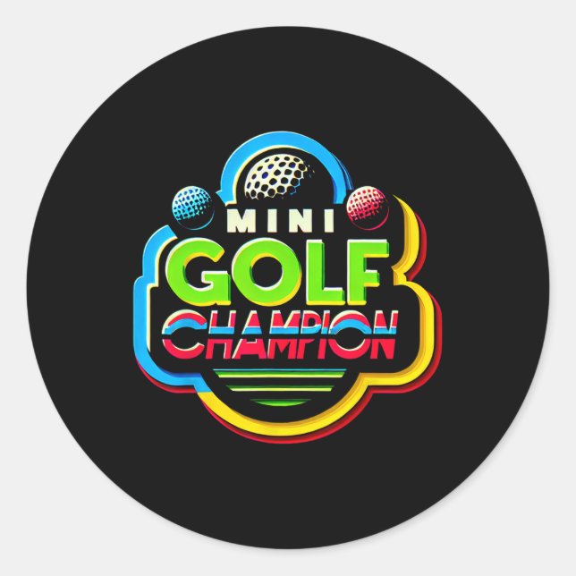 Mini Golf Champion - Runder Aufkleber (Vorderseite)