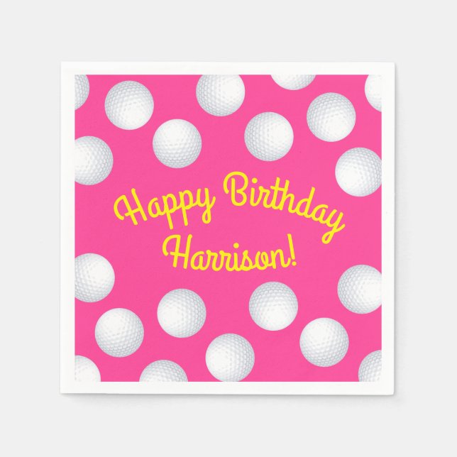 Mini Golf Geburtstagsparty Pink Serviette (Vorderseite)