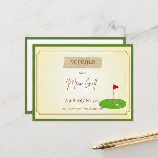 'Mini Golf' Lustiger Geschenkgutschein Postkarte