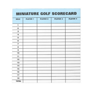 Mini-Golf-Scorecard-Vorlage angepasstes Notizblock