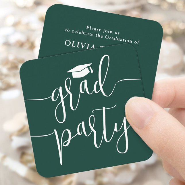 Mini Graduierungsparty Einladung Dunkelgrüne Karte (Von Creator hochgeladen)