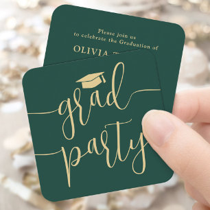 Mini Graduierungsparty Einladung Green & Gold Card