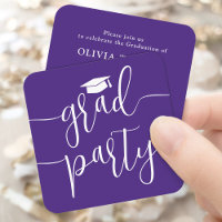 Mini-Graduierungsparty Einladung Lila weiße Karte