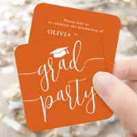Mini-Graduierungsparty Einladung Orange White Card