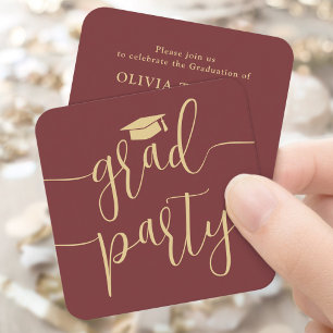 Mini Graduierungsparty Einladung Rote und Gold Kar
