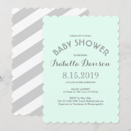 Mini Gray White Stripes Babyduschkarte Einladung