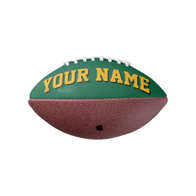 Mini GREEN AND GOLD Personalized Football (Gedreht 270)