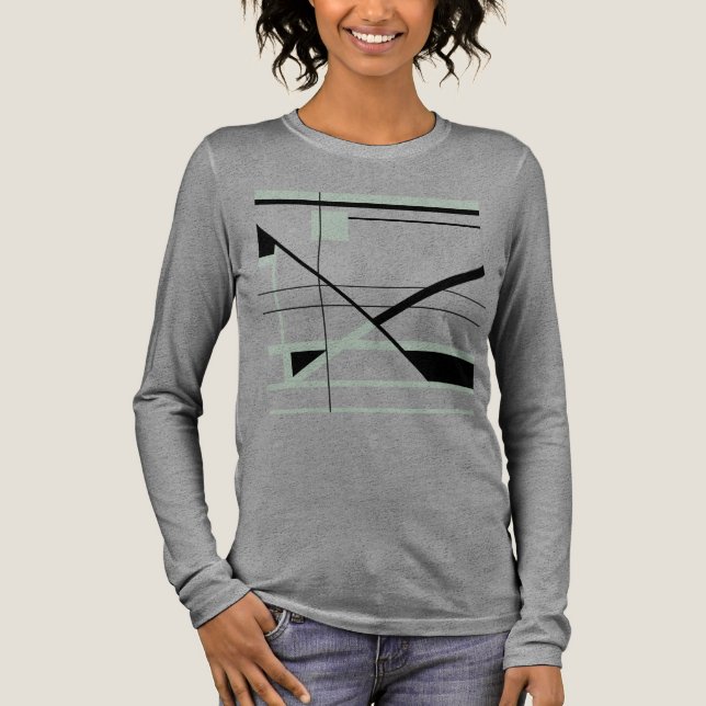 Mini Green Black Minimalistisch Shapes Lines Desig Tri-Blend Shirt (Vorderseite)