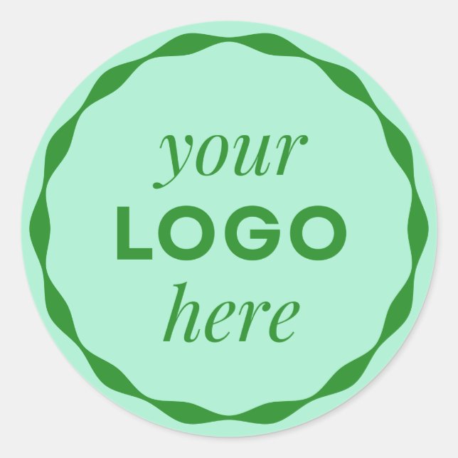 Mini-Green-Business-Logo-Scallop-Circle-Aufkleber Runder Aufkleber (Vorderseite)