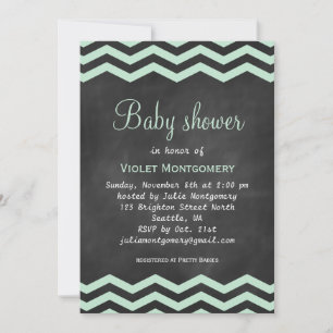 Mini Green Chalkboard Baby Dusche laden ein Einladung